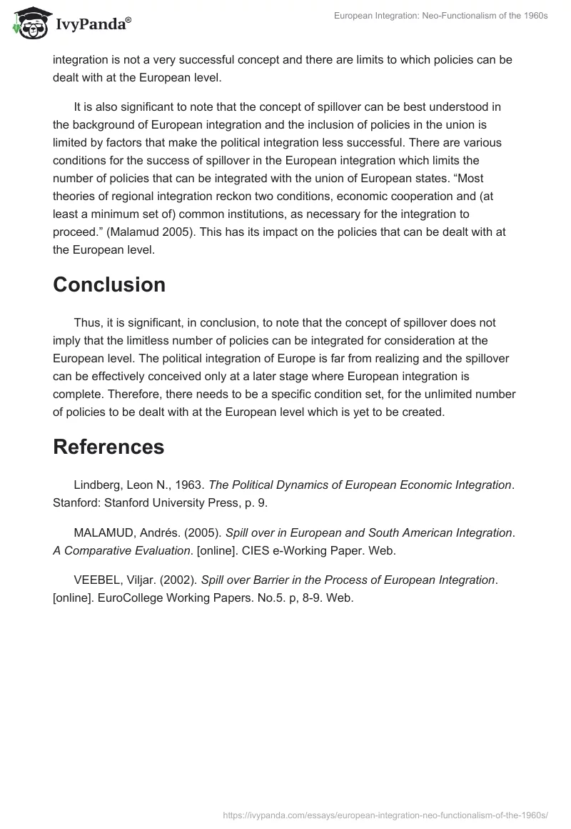 European Integration: Neo-Functionalism of the 1960s. Page 2