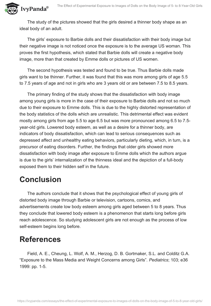 The Effect of Experimental Exposure to Images of Dolls on the Body Image of 5- to 8-Year-Old Girls. Page 2