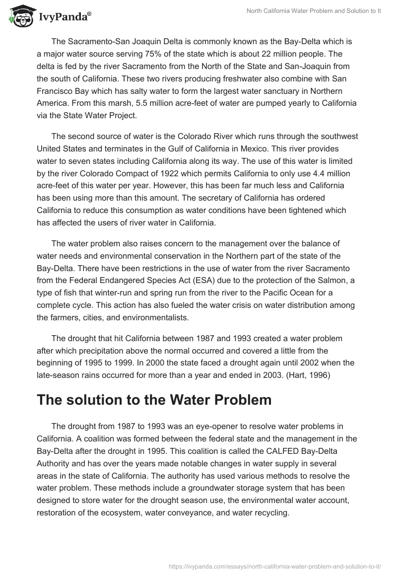 North California Water Problem and Solution to It. Page 2