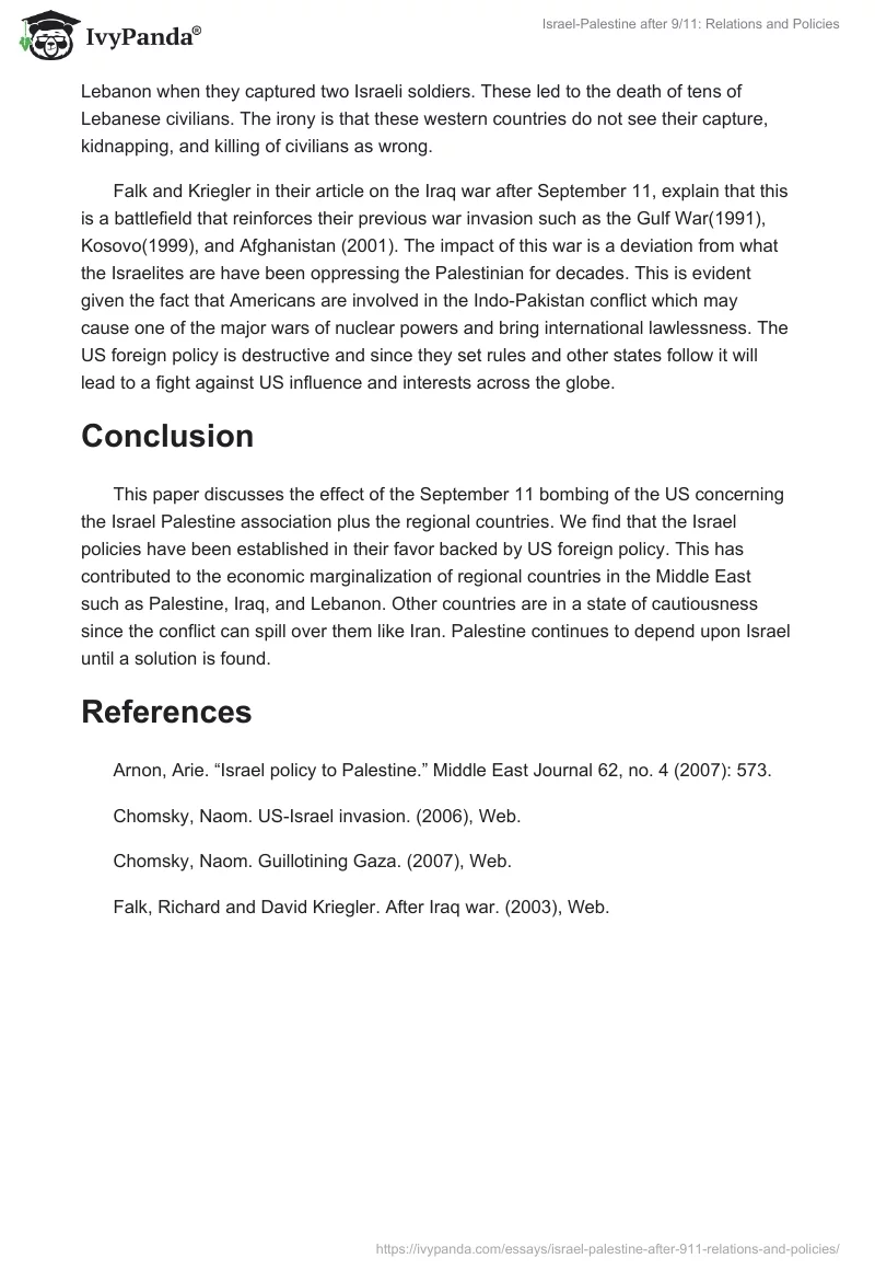 Israel-Palestine after 9/11: Relations and Policies. Page 5
