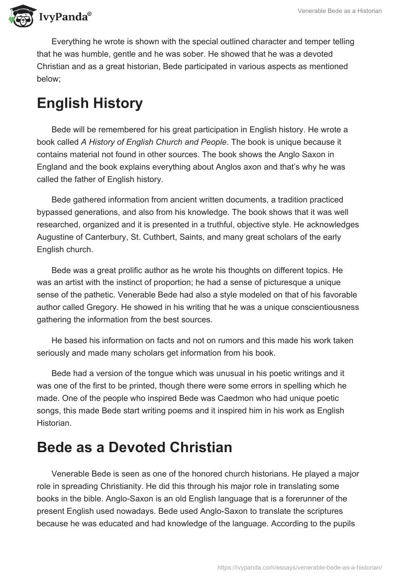Venerable Bede as a Historian. Page 2