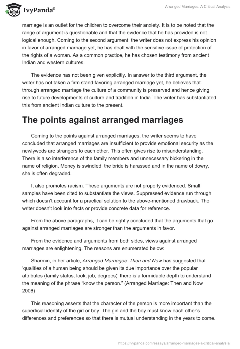 Arranged Marriages: A Critical Analysis. Page 2