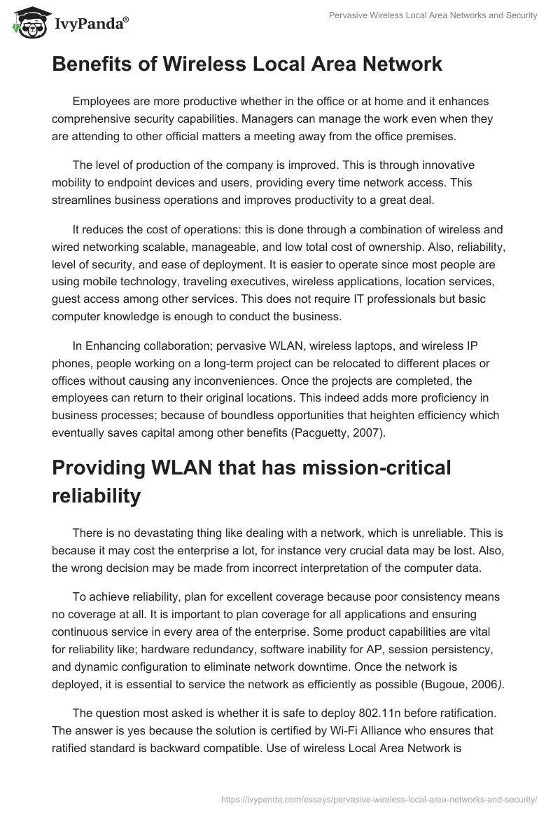 Pervasive Wireless Local Area Networks and Security. Page 2