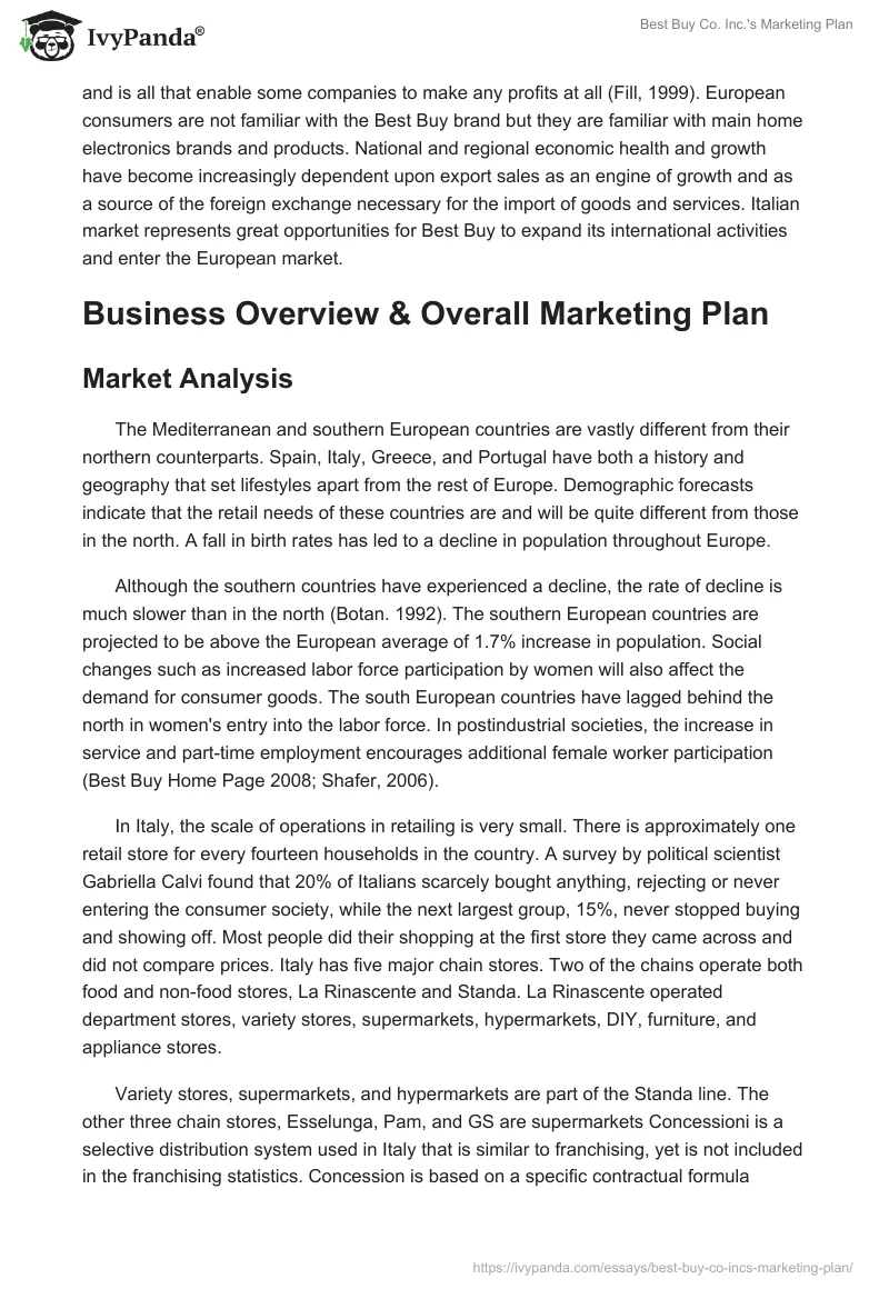 Best Buy Co. Inc.'s Marketing Plan. Page 2