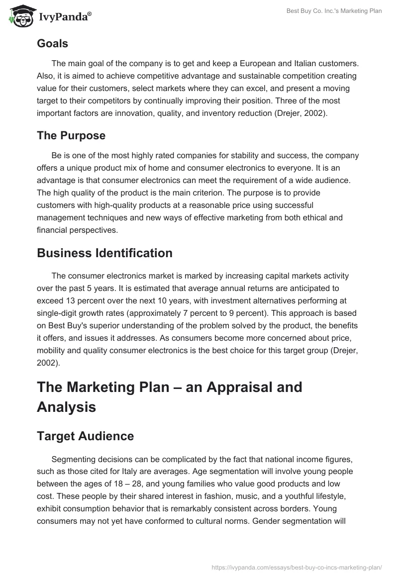 Best Buy Co. Inc.'s Marketing Plan. Page 4