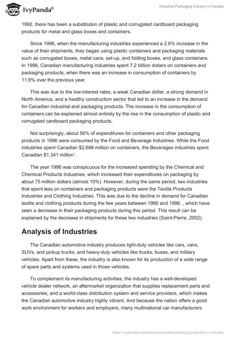Industrial Packaging Industry in Canada. Page 2