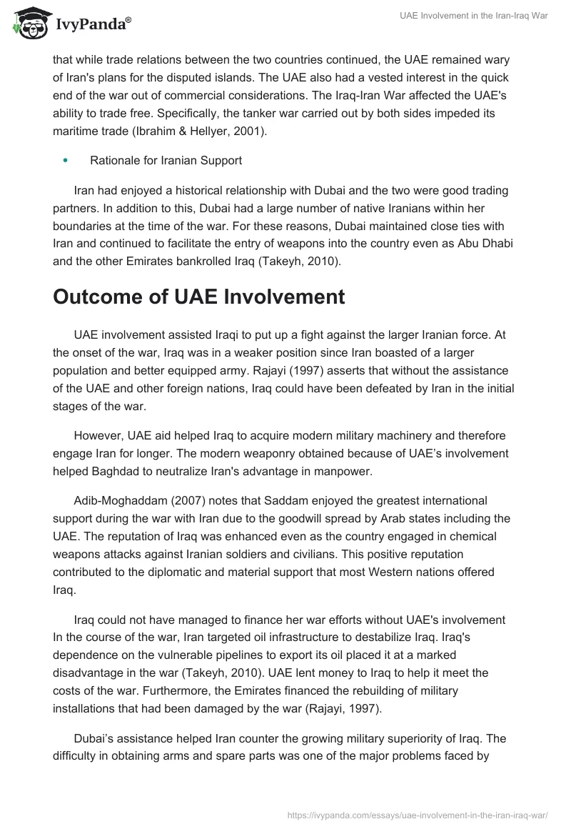 UAE Involvement in the Iran-Iraq War. Page 2