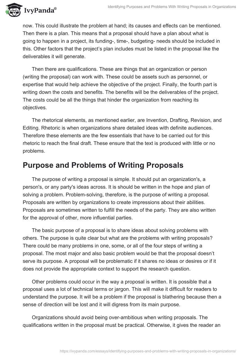 Identifying Purposes and Problems With Writing Proposals in Organizations. Page 2