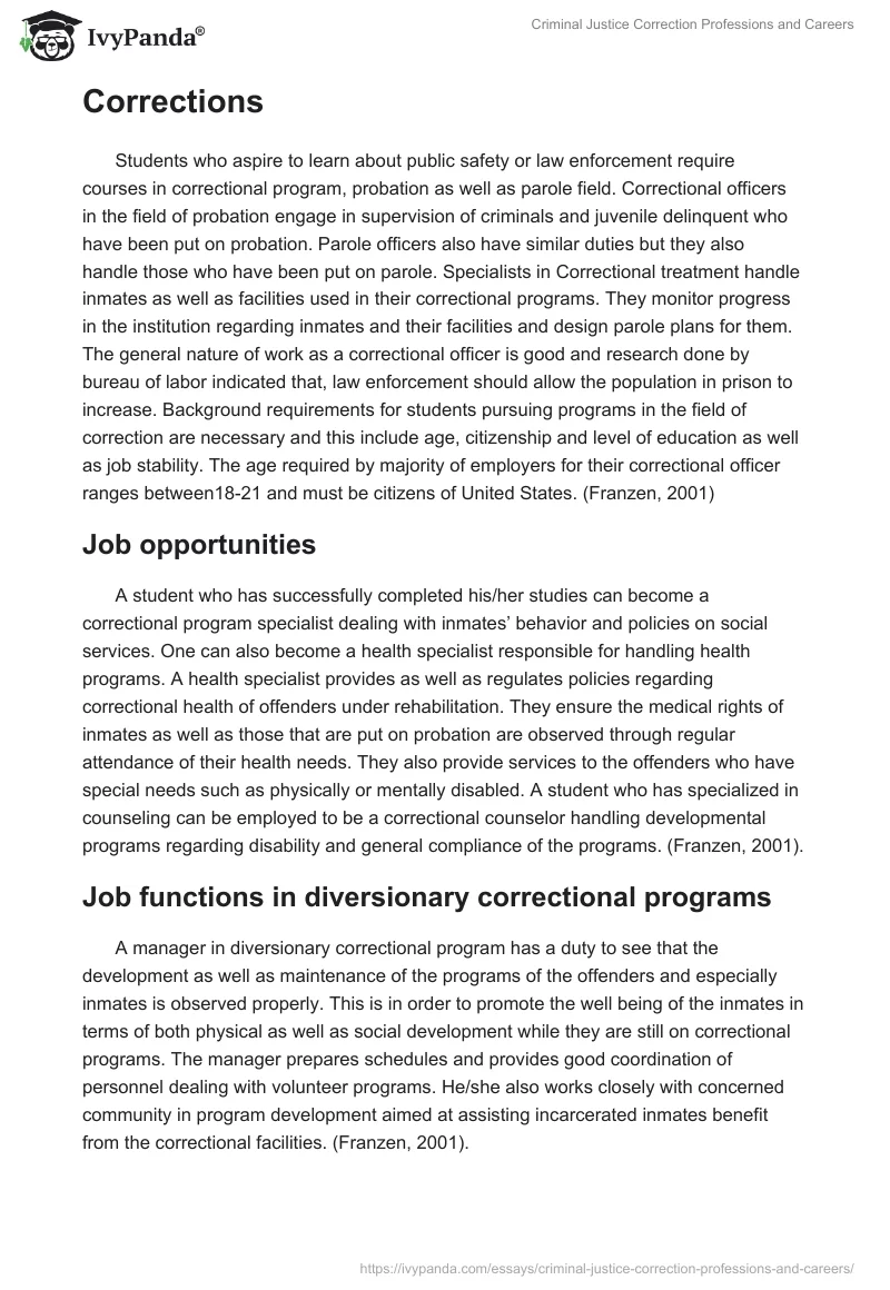 Criminal Justice Correction Professions and Careers. Page 3