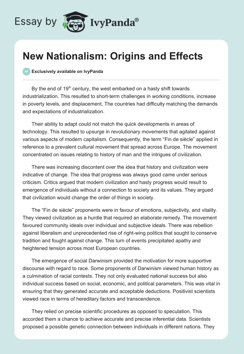New Nationalism: Origins and Effects. Page 1