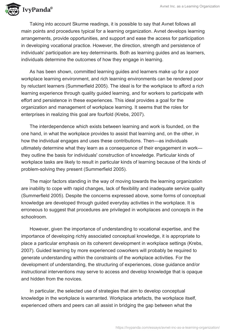 Avnet Inc. as a Learning Organization. Page 2