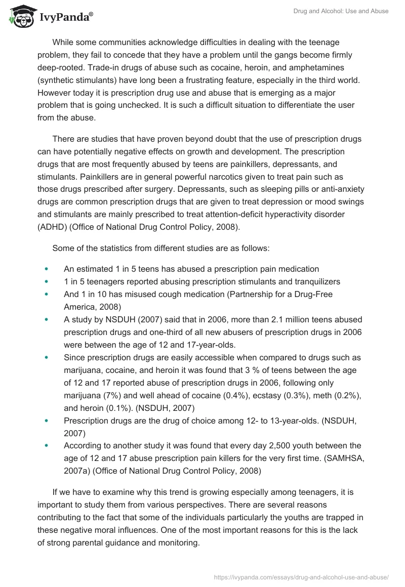 Drug and Alcohol: Use and Abuse. Page 2