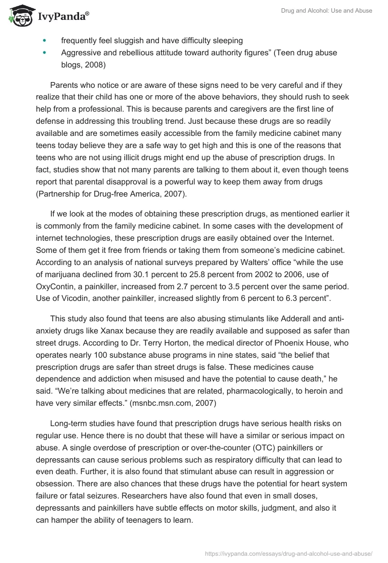 Drug and Alcohol: Use and Abuse. Page 4
