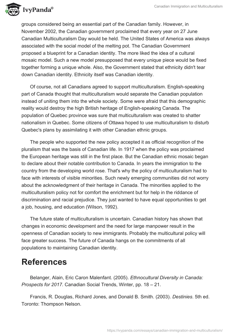 Canadian Immigration and Multiculturalism. Page 3