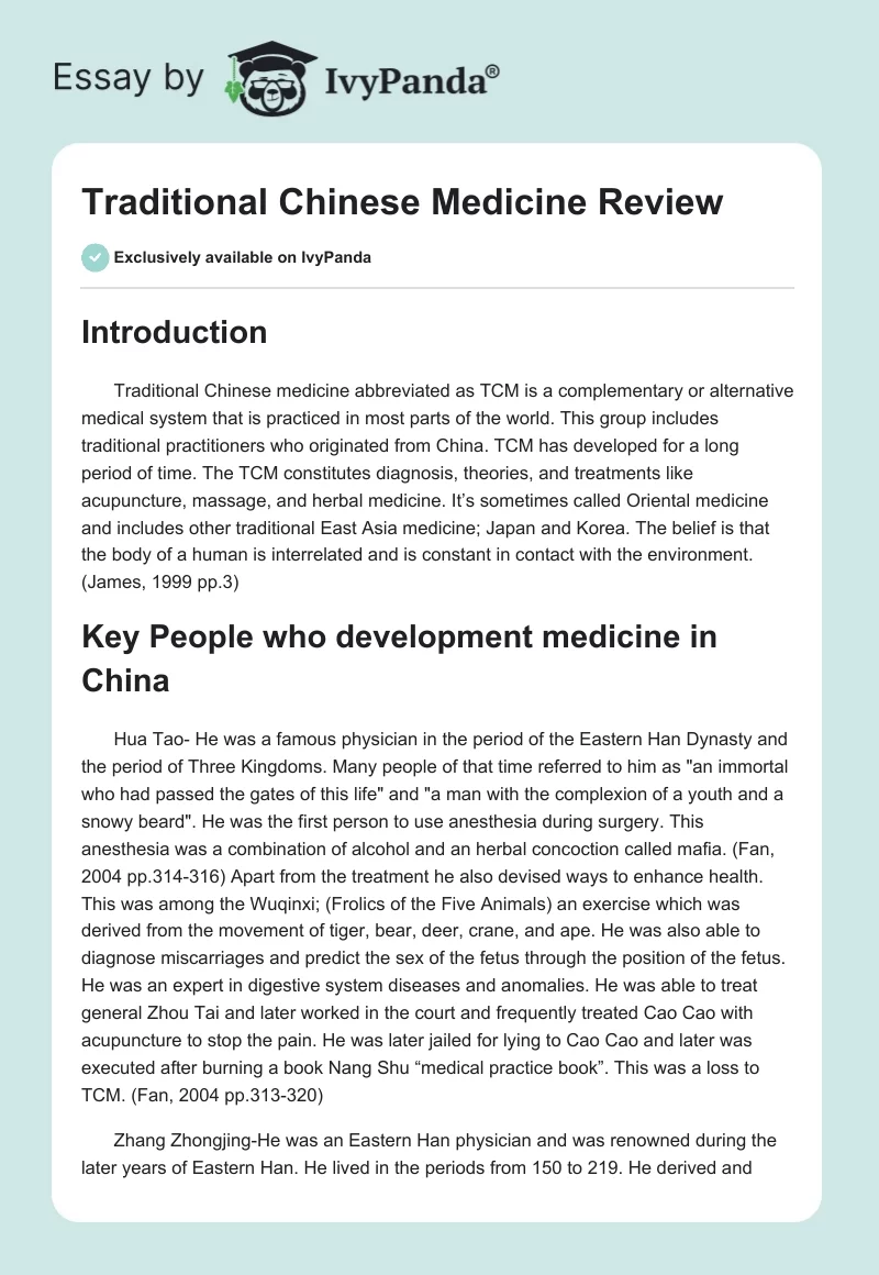 Traditional Chinese Medicine Review. Page 1