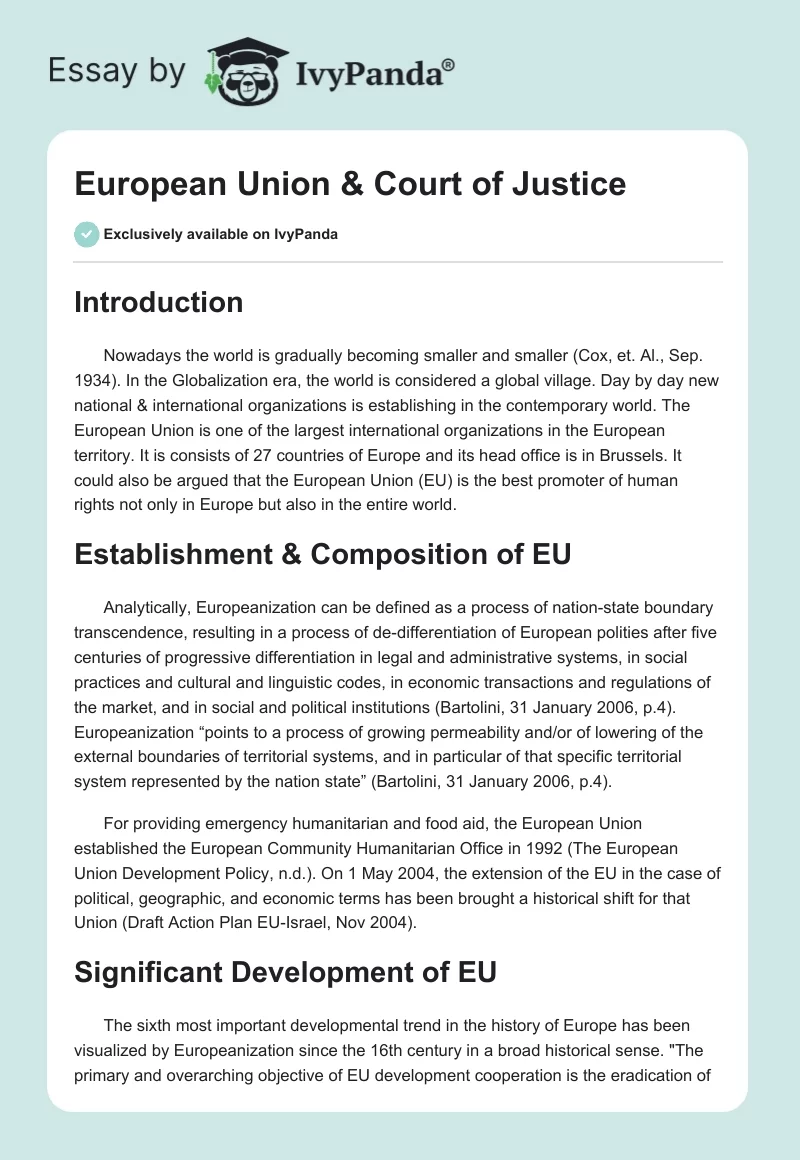 European Union & Court of Justice. Page 1