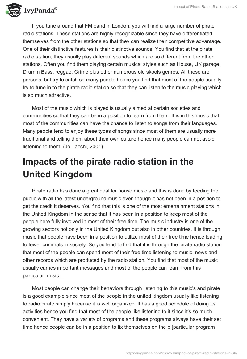 Impact of Pirate Radio Stations in UK. Page 2