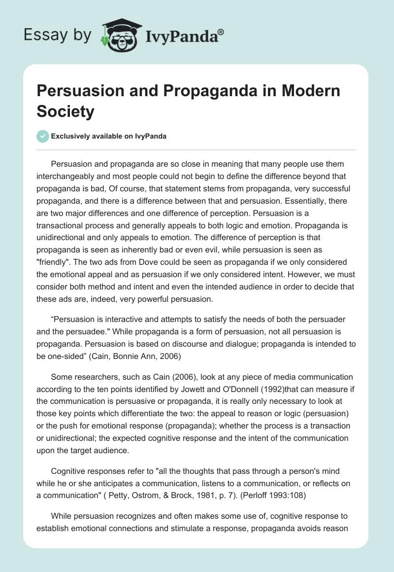 Persuasion and Propaganda in Modern Society. Page 1