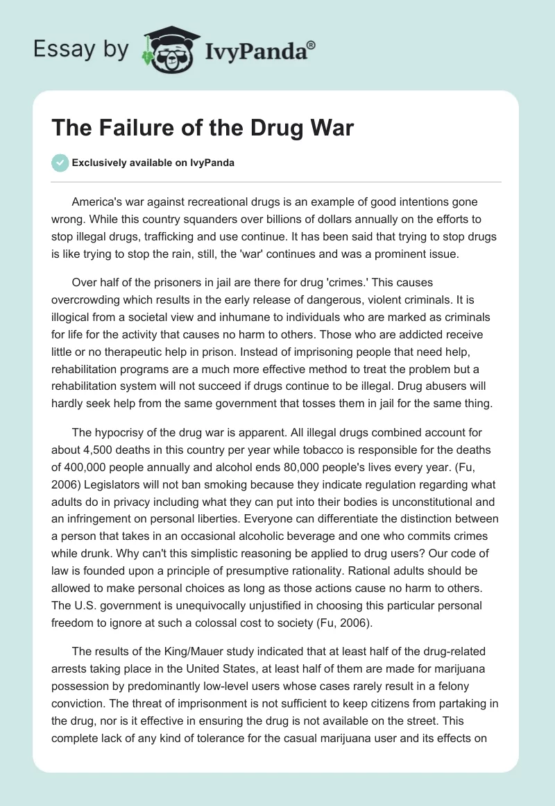 The Failure of the Drug War. Page 1