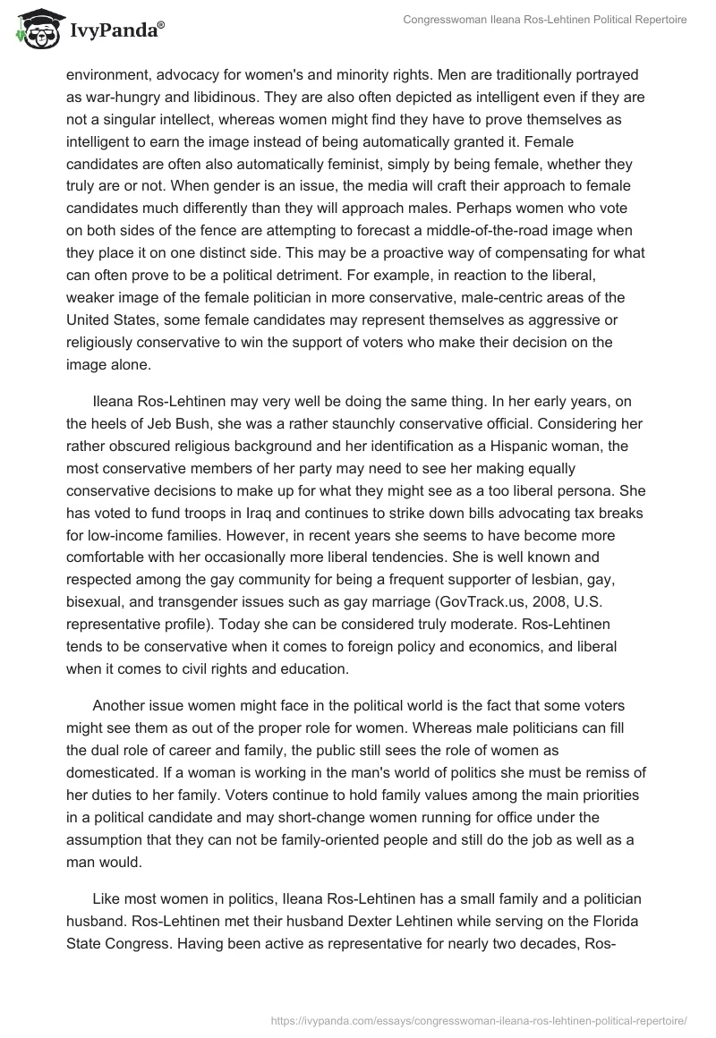 Congresswoman Ileana Ros-Lehtinen Political Repertoire. Page 5