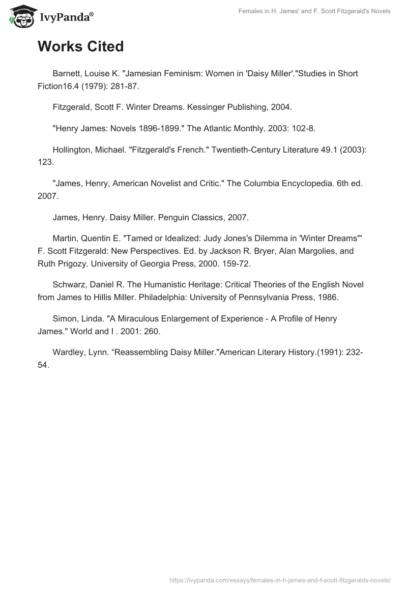 Females in H. James' and F. Scott Fitzgerald's Novels. Page 5