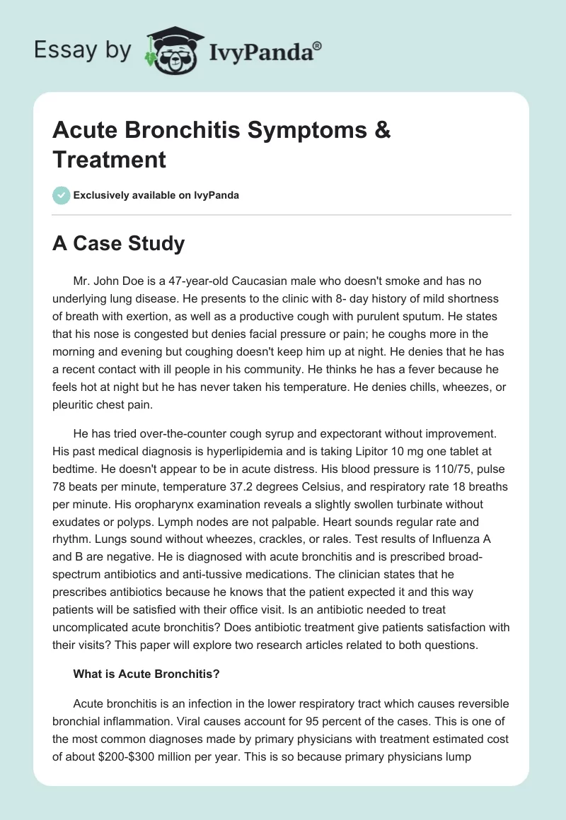 Acute Bronchitis Symptoms & Treatment. Page 1