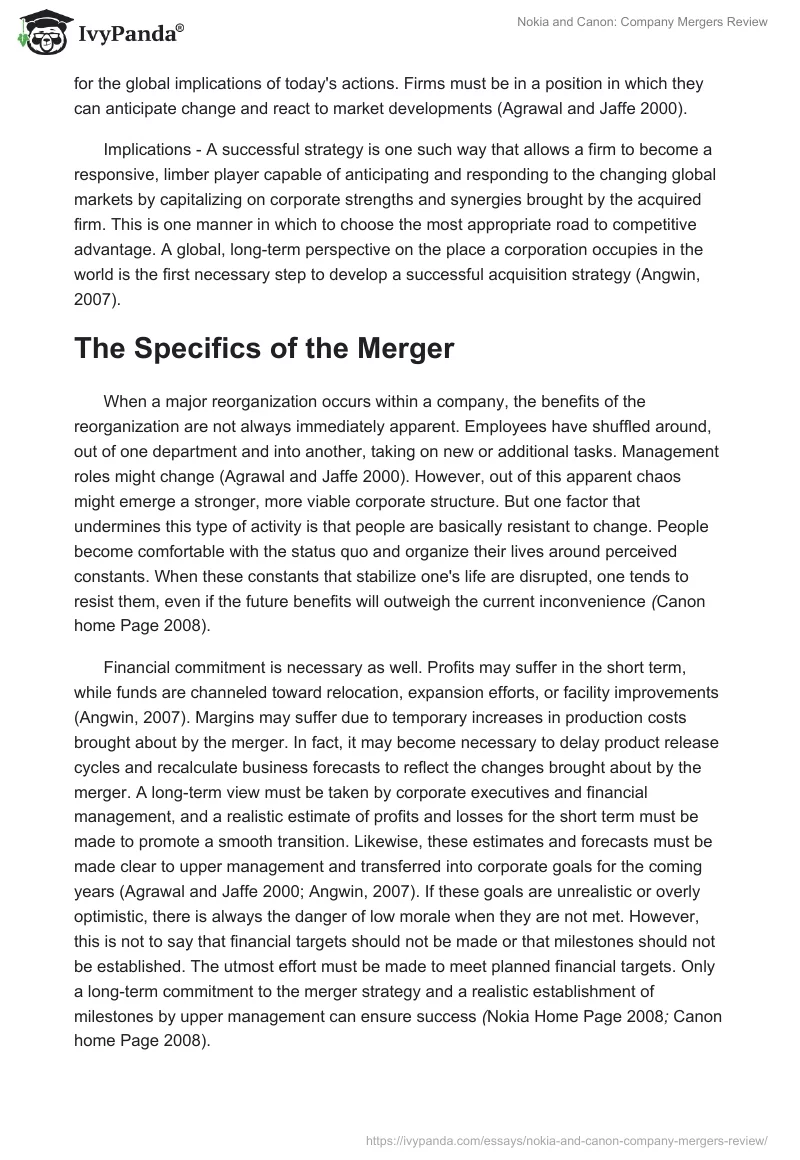 Nokia and Canon: Company Mergers Review. Page 4
