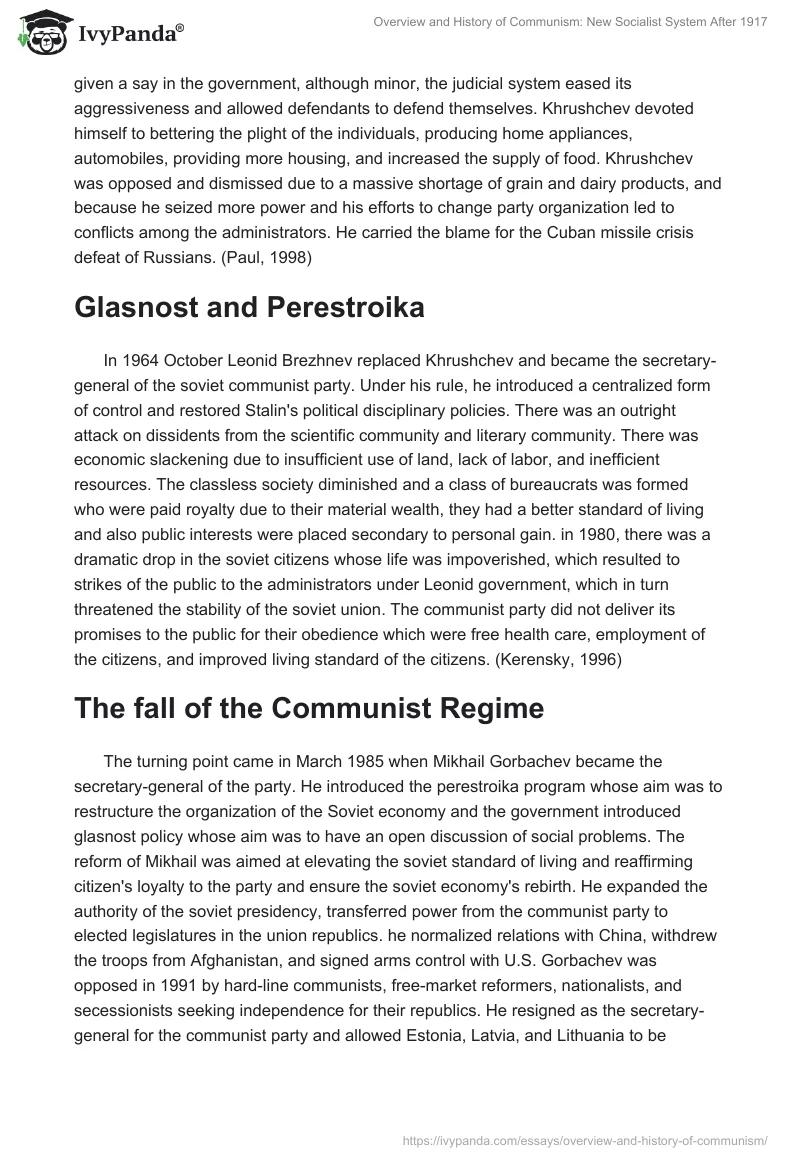 Overview and History of Communism: New Socialist System After 1917. Page 5