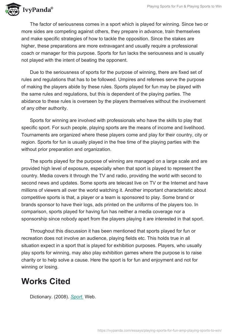 Playing Sports for Fun & Playing Sports to Win. Page 2