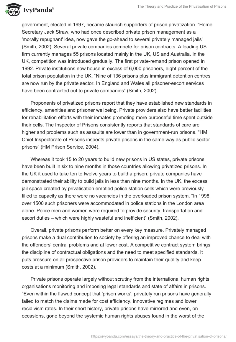 The Theory and Practice of the Privatisation of Prisons. Page 2