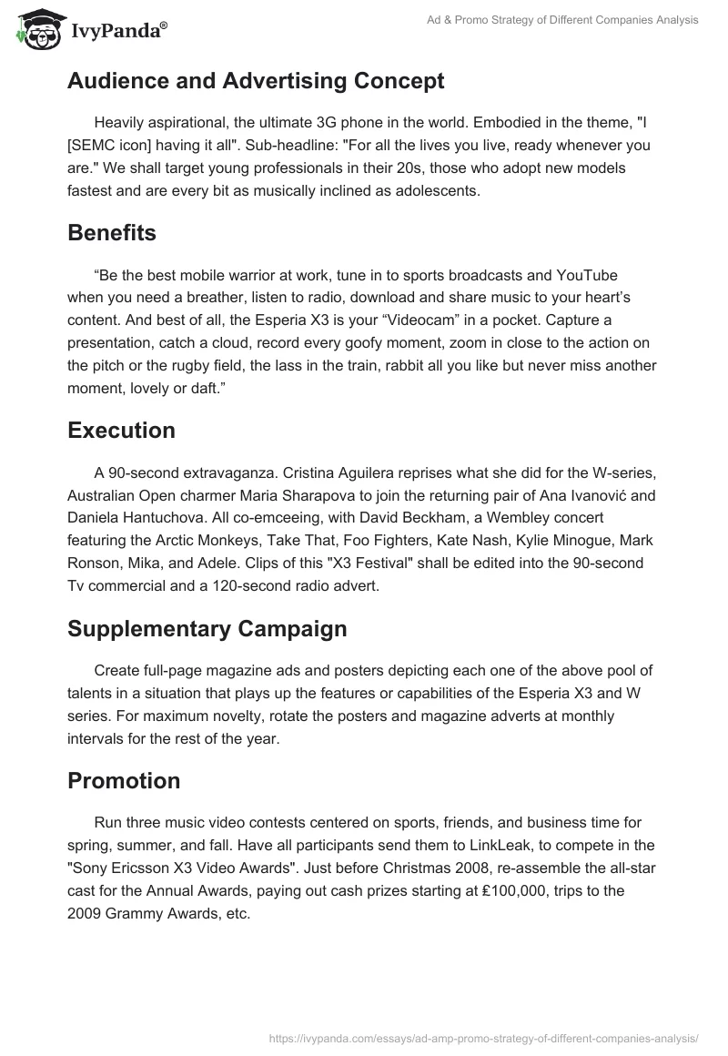 Ad & Promo Strategy of Different Companies Analysis. Page 2