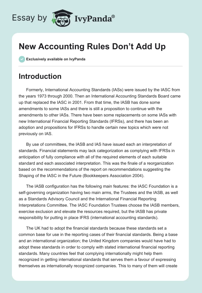 New Accounting Rules Don’t Add Up. Page 1