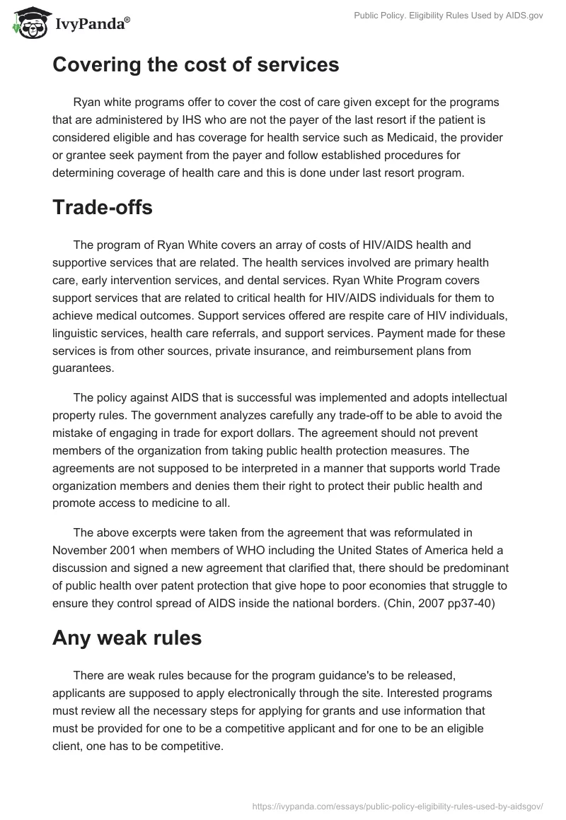 Public Policy. Eligibility Rules Used by AIDS.gov. Page 2