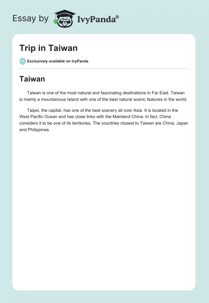 Trip in Taiwan. Page 1