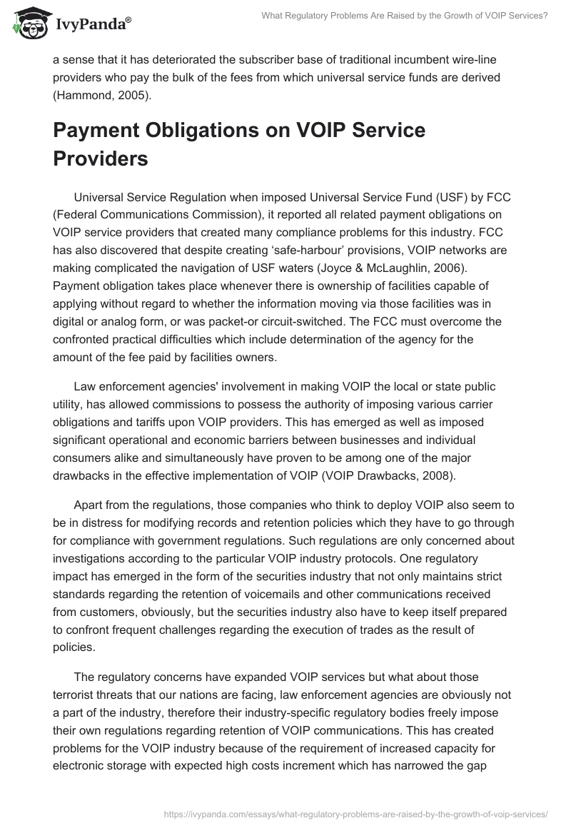 What Regulatory Problems Are Raised by the Growth of VOIP Services?. Page 2