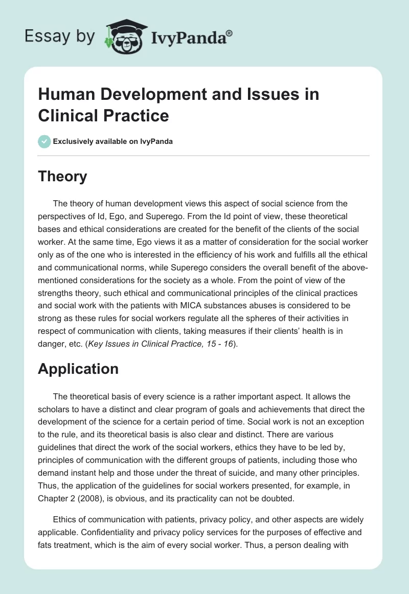 Human Development and Issues in Clinical Practice. Page 1