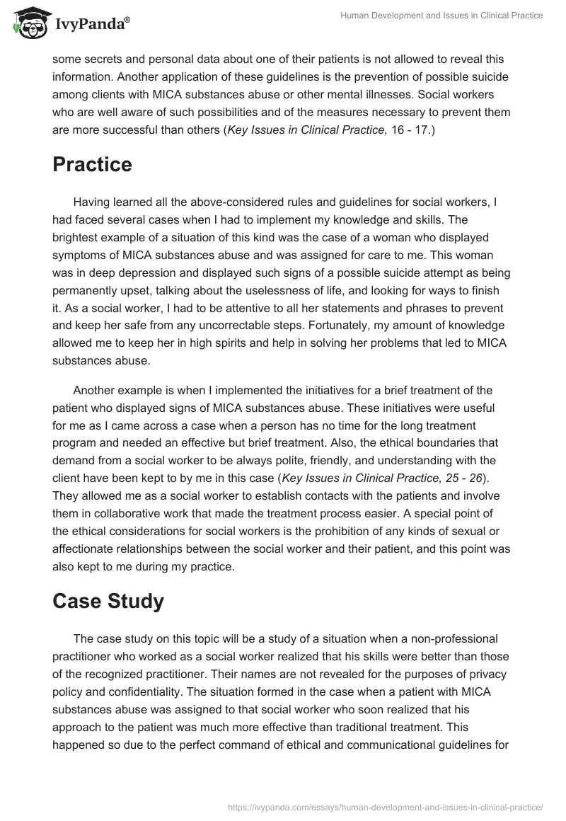 Human Development and Issues in Clinical Practice. Page 2