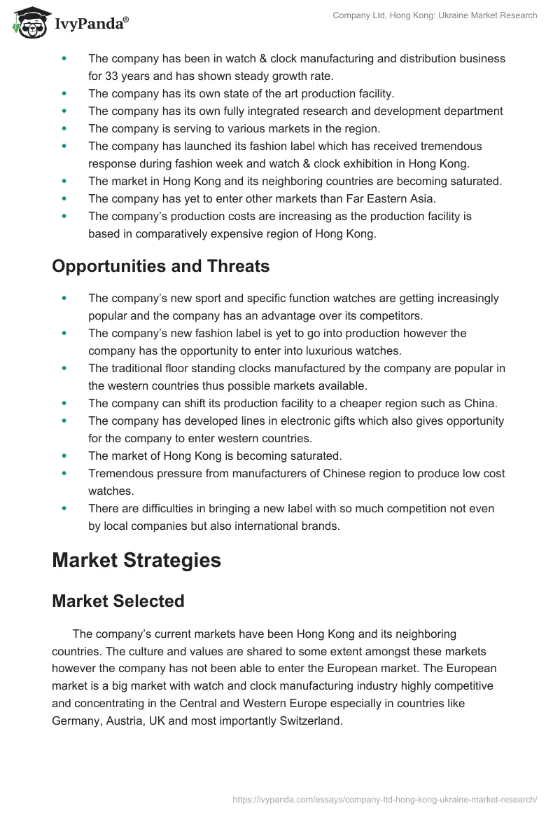 Company Ltd, Hong Kong: Ukraine Market Research. Page 4