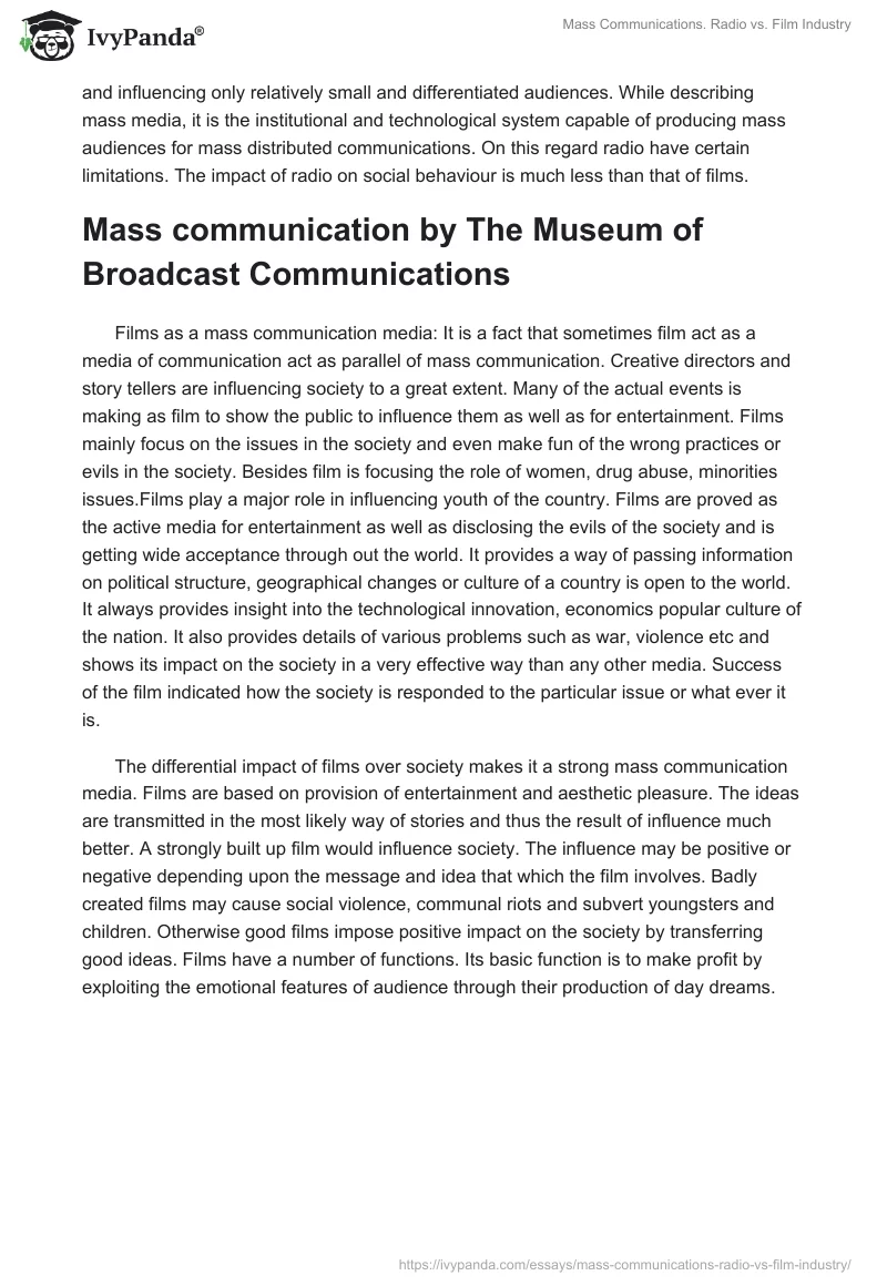 Mass Communications. Radio vs. Film Industry. Page 2