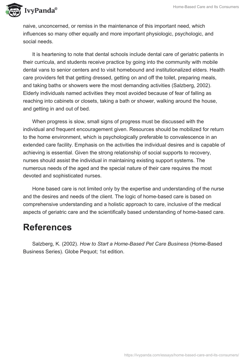 Home-Based Care and Its Consumers. Page 2