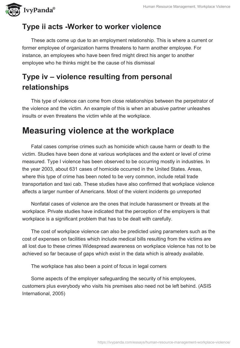 Human Resource Management. Workplace Violence. Page 3