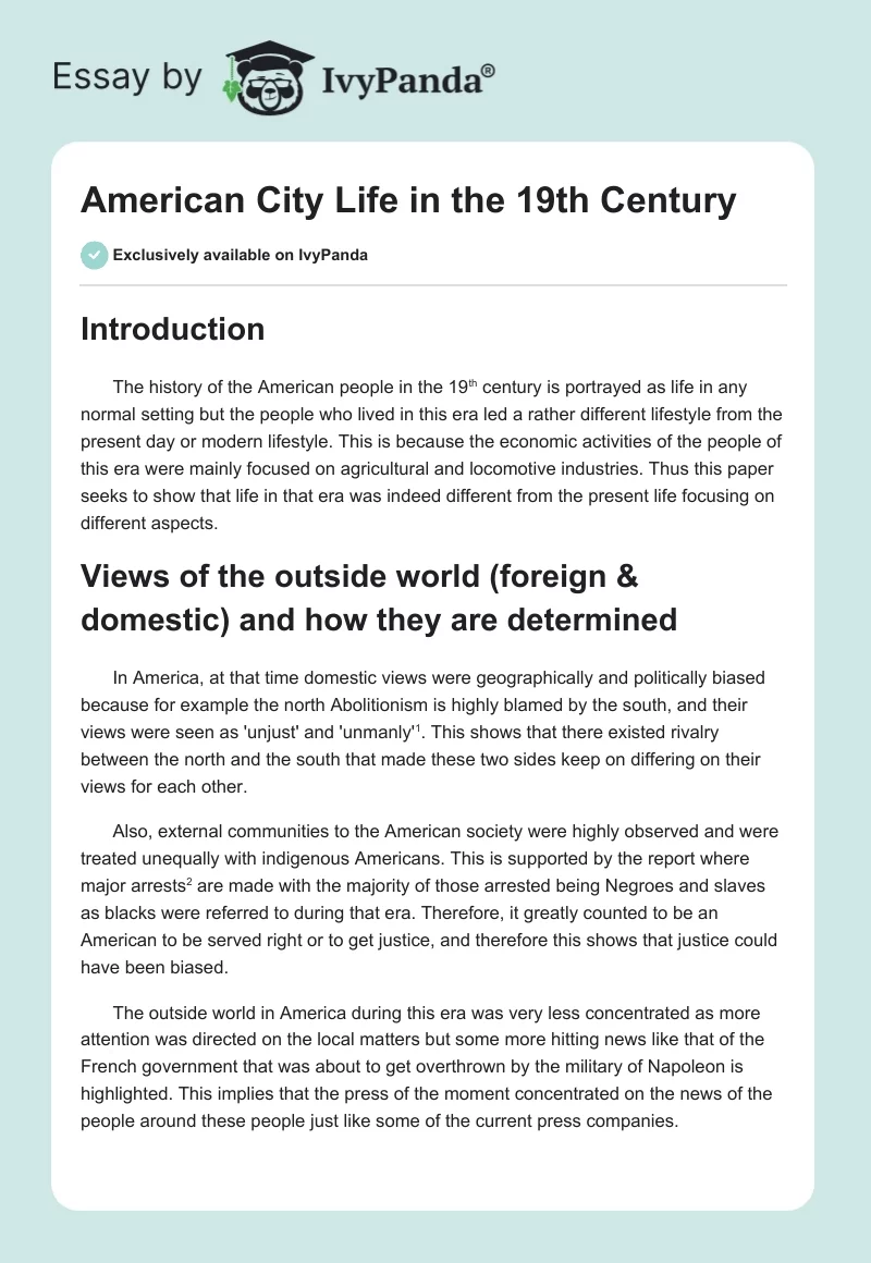 American City Life in the 19th Century. Page 1