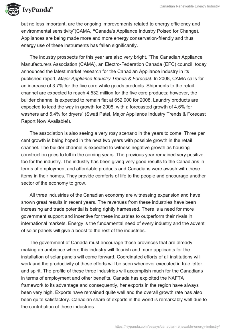 Canadian Renewable Energy Industry. Page 5