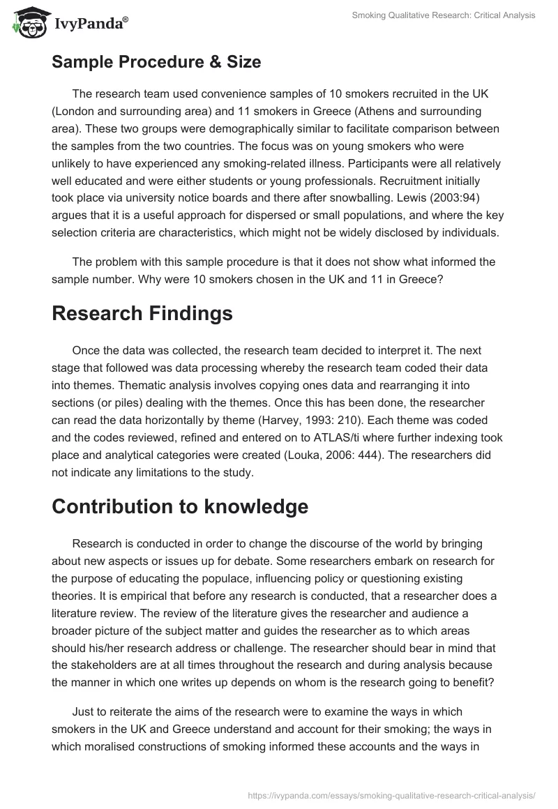 Smoking Qualitative Research: Critical Analysis. Page 5