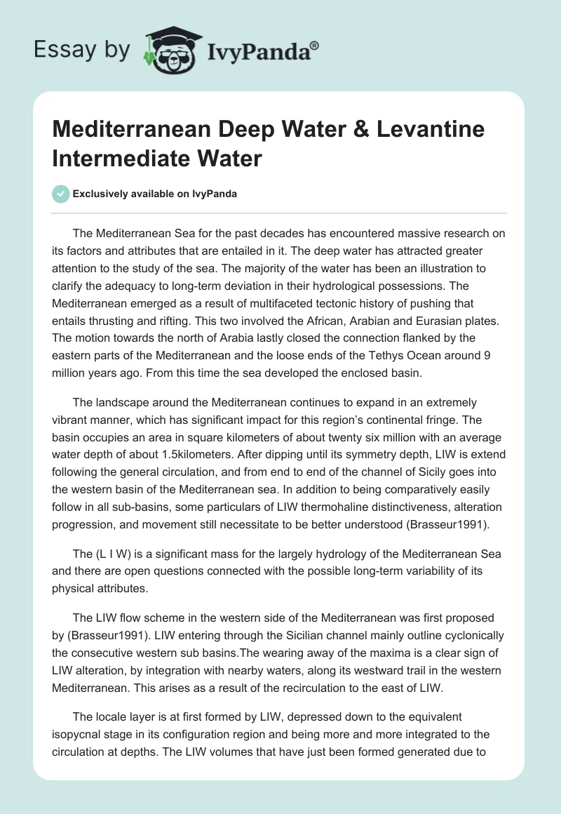 Mediterranean Deep Water & Levantine Intermediate Water. Page 1