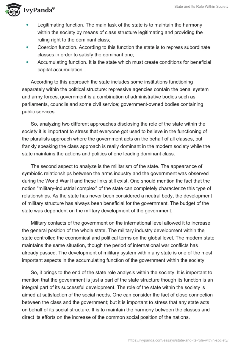 State and Its Role Within Society. Page 2