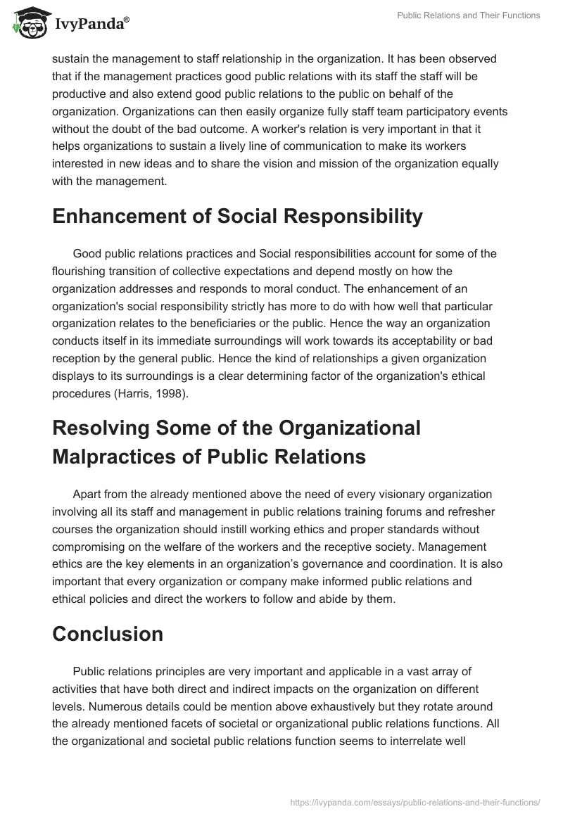 Public Relations and Their Functions. Page 3