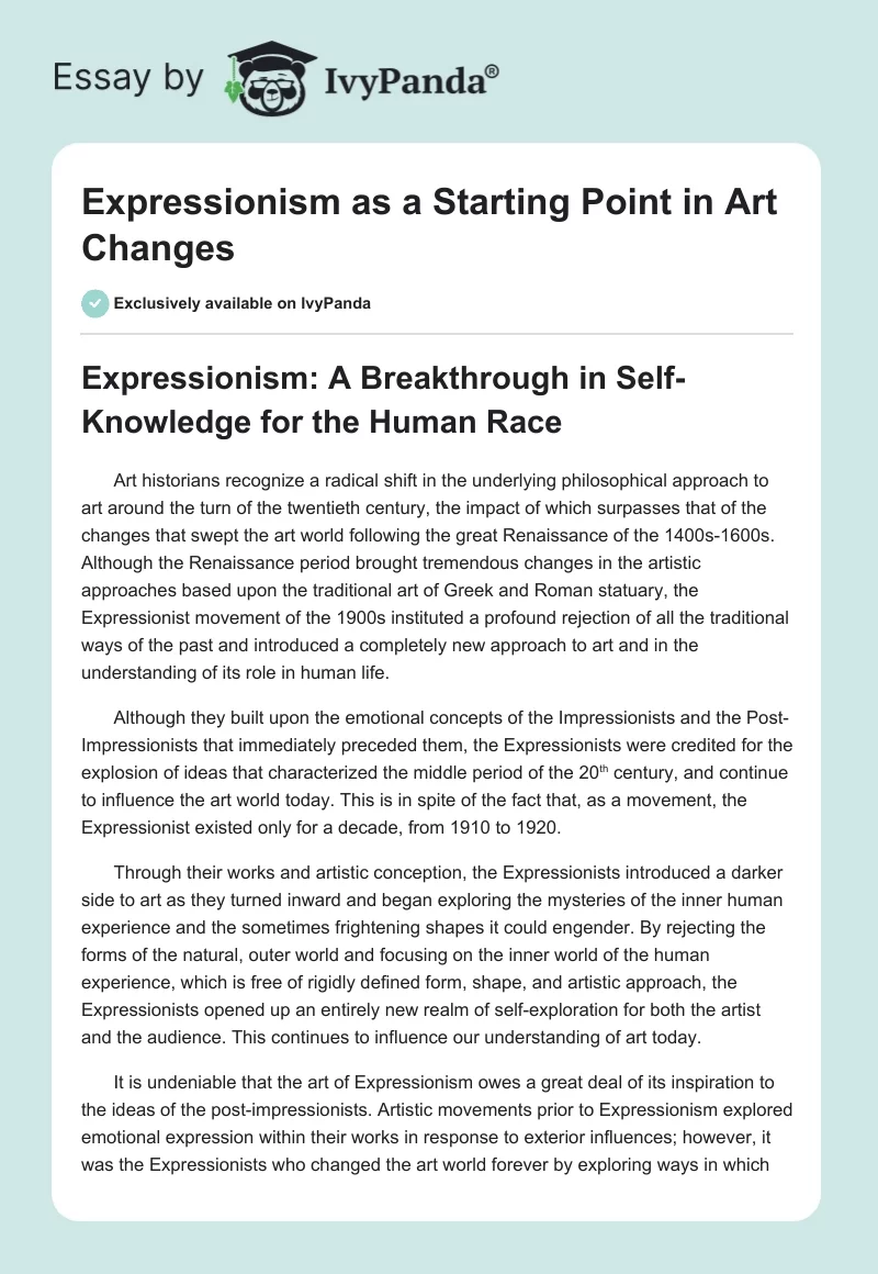 Expressionism as a Starting Point in Art Changes. Page 1