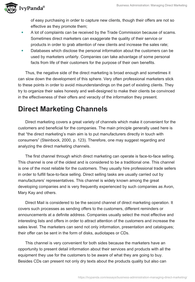 Business Administration: Managing Direct Marketing. Page 5