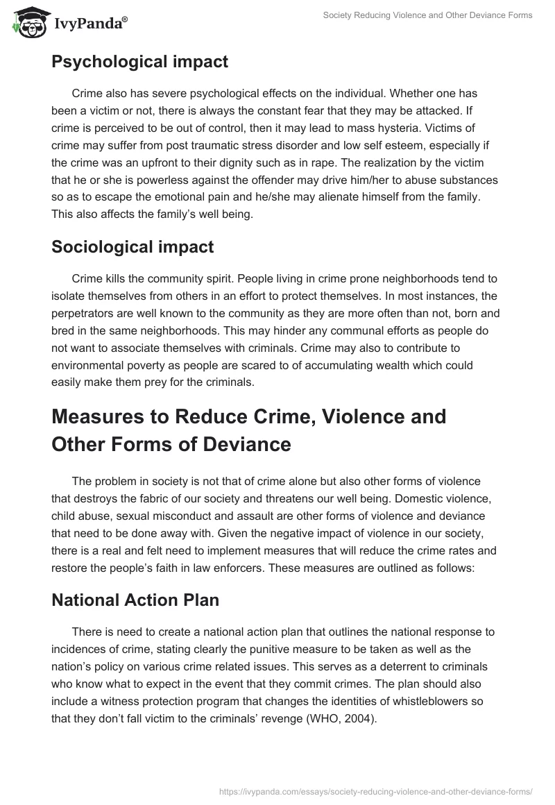 Society Reducing Violence and Other Deviance Forms. Page 3